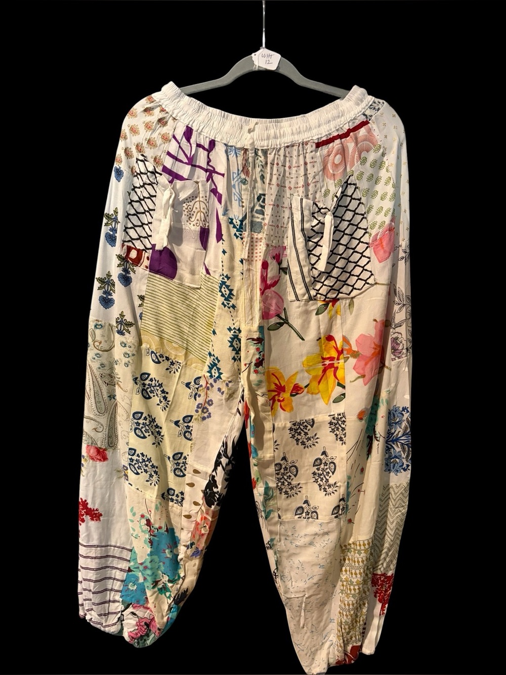 White # 12 NWT  100% rayon patchwork jogger pants